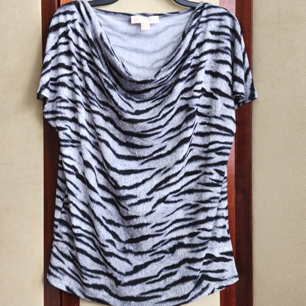 Michael Michael Kors Cap Sleeve Drape Neck Top Size L